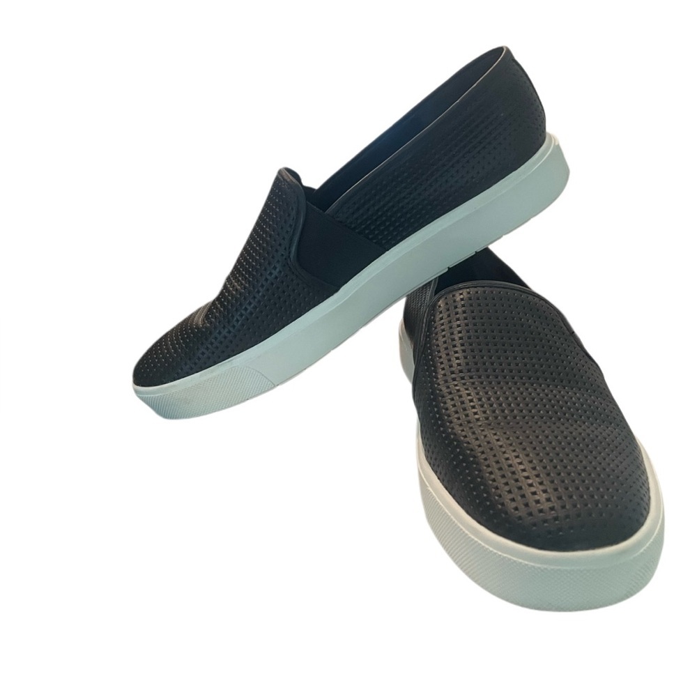 Vince Blair Perforated Leather Slip On Sneakers 6.5 size Black Skater comfy EUC - Picture 4 of 5